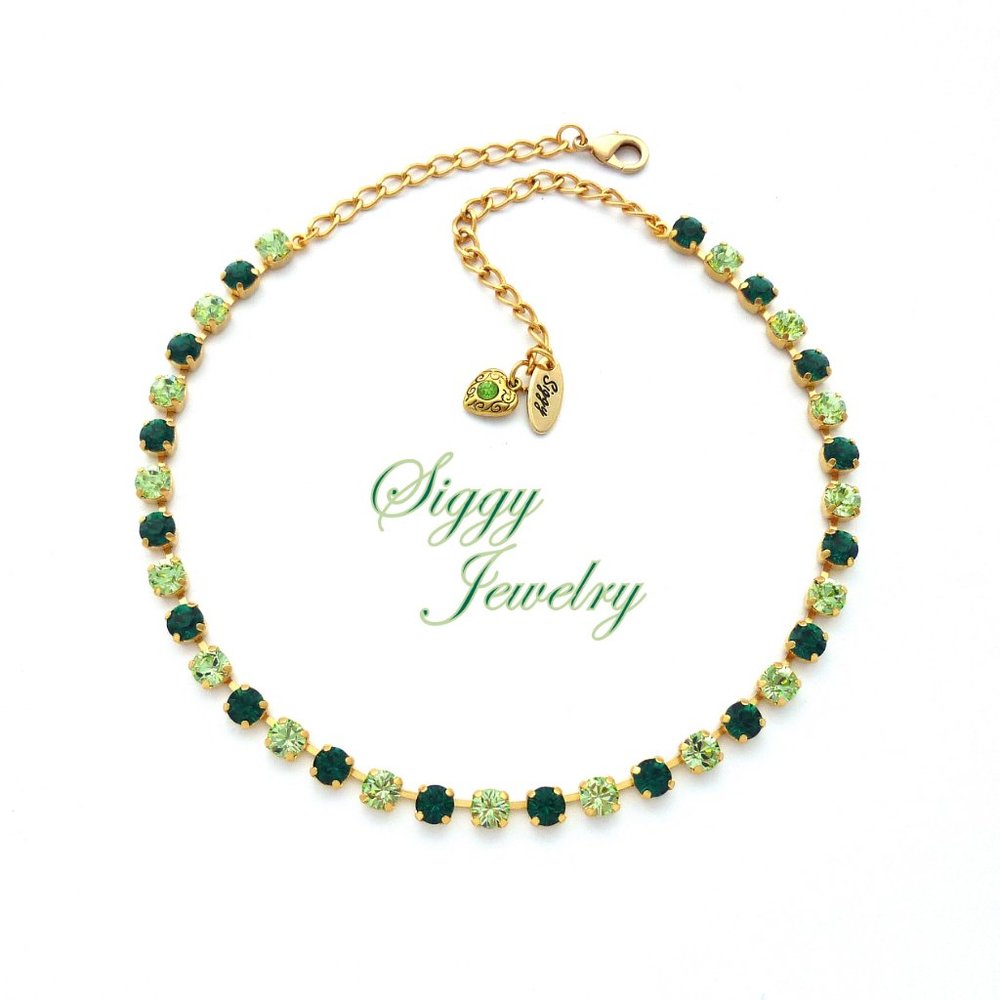 Swarovski Crystal Emerald and Chrysolite Necklace